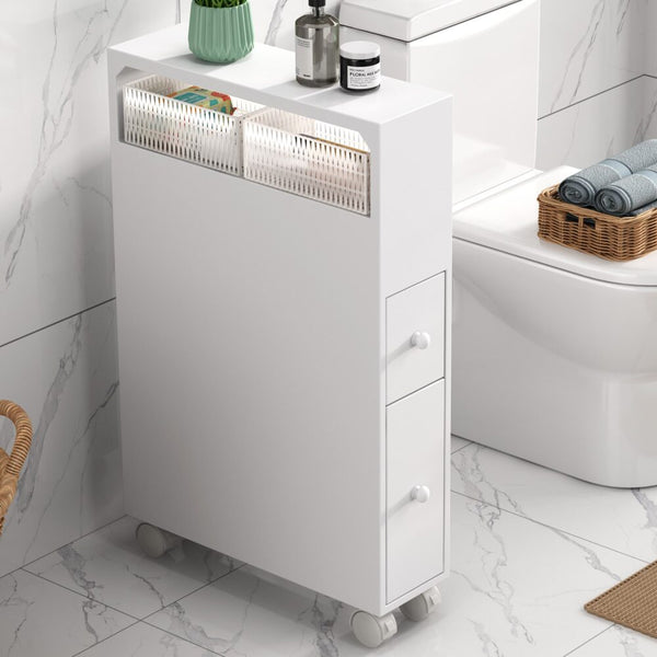 Removable Bathroom Side Cabinet Toilet Caddy With Storage Drawers White Bathroom Cabinets