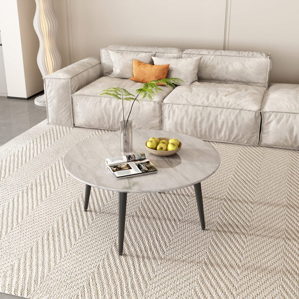 Dreamo Minimalist Marble Effect Round Coffee Table Coffee Tables