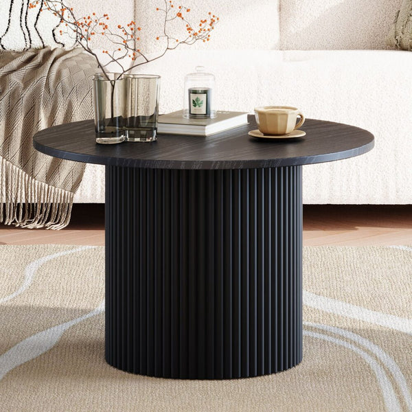 Dreamo Luxe Black Ribbed Texture Coffee Table Coffee Tables