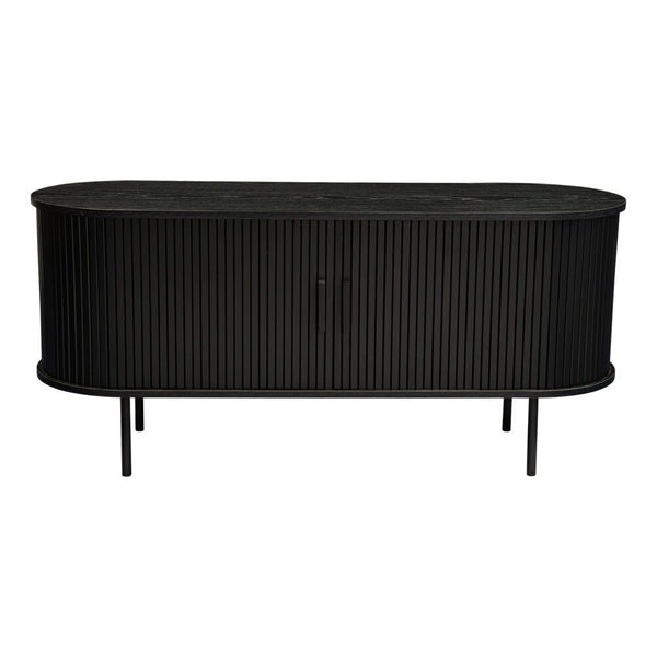 Dreamo Ribbed Black Sideboard With Sliding Doors Sideboards & Buffets