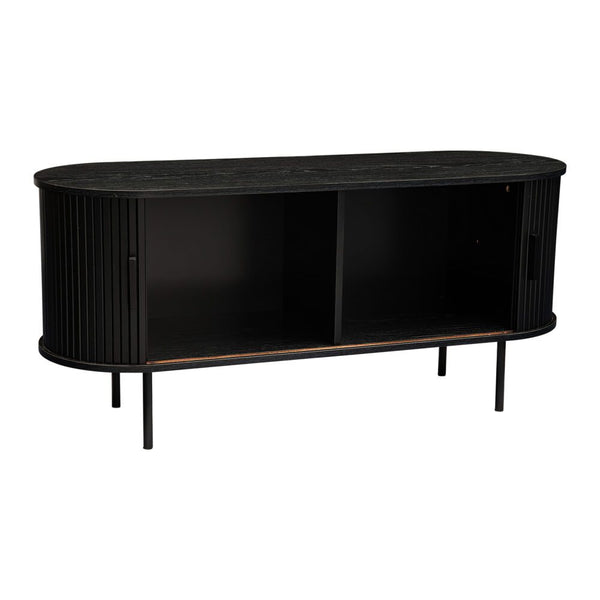 Dreamo Ribbed Black Sideboard With Sliding Doors Sideboards & Buffets