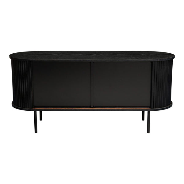 Dreamo Ribbed Black Sideboard With Sliding Doors Sideboards & Buffets