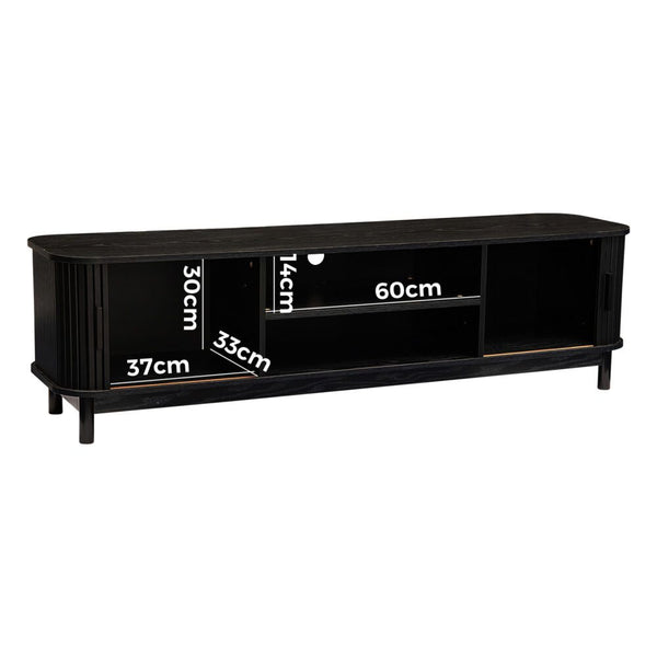 160Cm Ribbed Black Entertainment Unit Tv Stands & Entertainment Units
