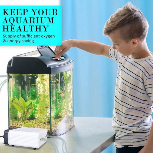 Air Pumps Dynamic Power Aquarium Air Pump Oxygen Hydroponic 4 Outlet 670L/H 8W White