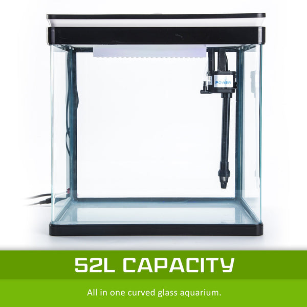 Aquarium Curved Glass Rgb Led Fish Tank Set Filter Pump 52L Filters