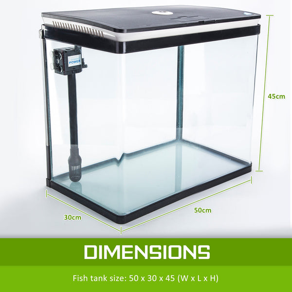 Aquarium Curved Glass Rgb Led Fish Tank Set Filter Pump 52L Filters