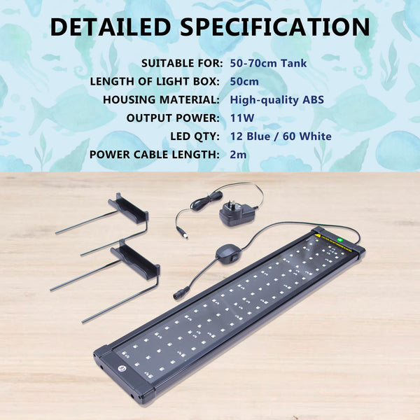11W Aquarium Blue White Led Light For Tank 50 70Cm Lights