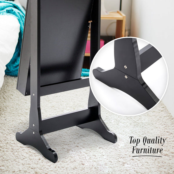 Mirror Jewellery Cabinet Organiser With Two Drawers Black Holder 146Cm Jewellery Holders & Organisers