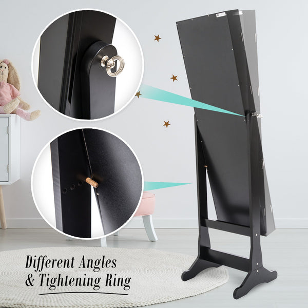 Mirror Jewellery Cabinet Organiser With Two Drawers Black Holder 146Cm Jewellery Holders & Organisers