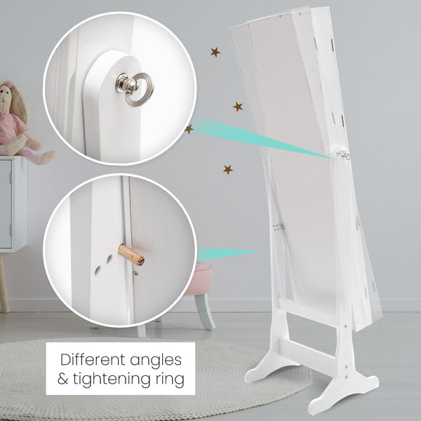 Mirror Jewellery Cabinet Organiser 2 Drawers Lowe 146Cm White Jewellery Holders & Organisers