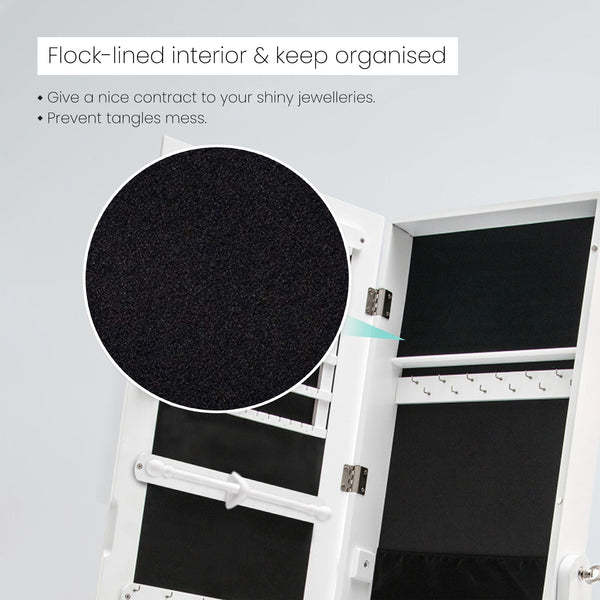 Mirror Jewellery Cabinet Organiser 2 Drawers Lowe 146Cm White Jewellery Holders & Organisers