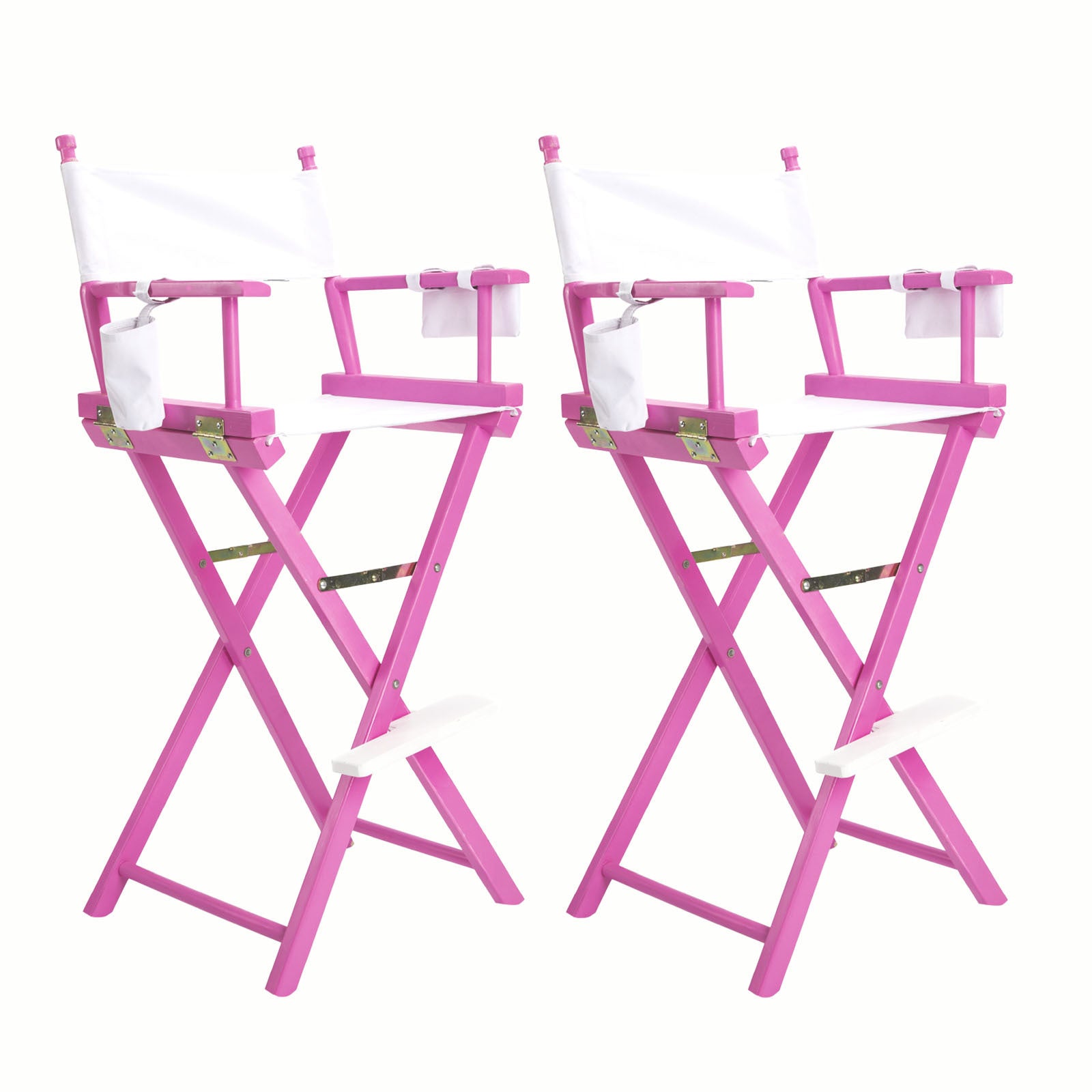 2X Director Movie Folding Tall Chair 76Cm Pink Humor Chairs