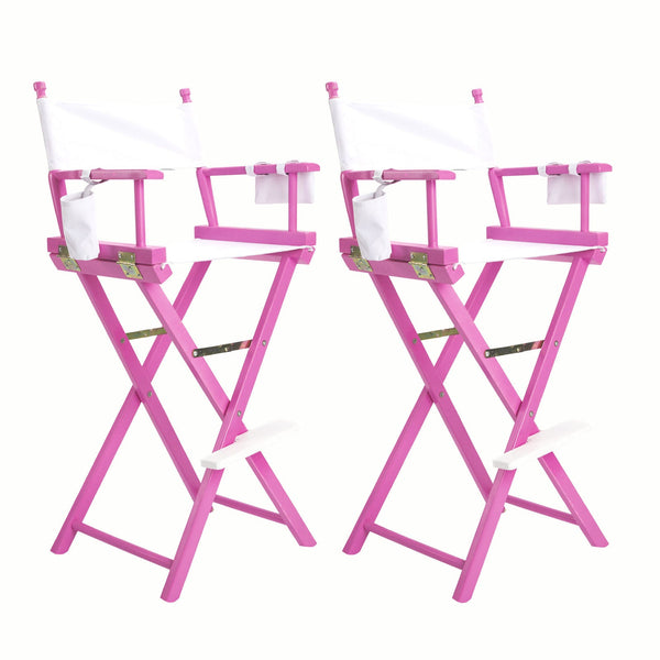 2X Director Movie Folding Tall Chair 76Cm Pink Humor Chairs