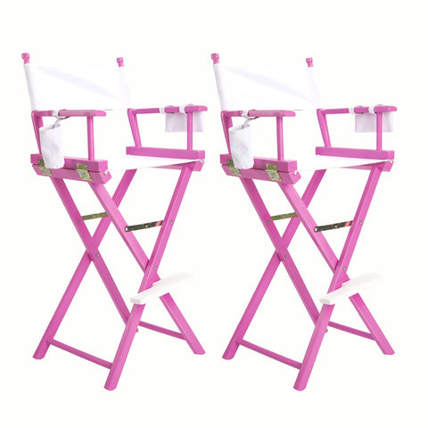 2X Director Movie Folding Tall Chair 76Cm Pink Humor Chairs