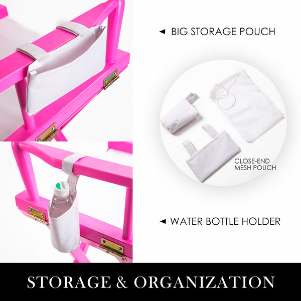 2X Director Movie Folding Tall Chair 76Cm Pink Humor Chairs