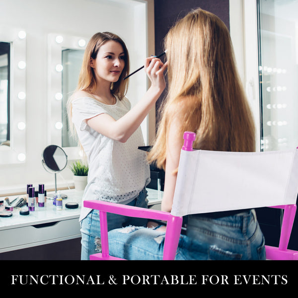 2X Director Movie Folding Tall Chair 76Cm Pink Humor Chairs