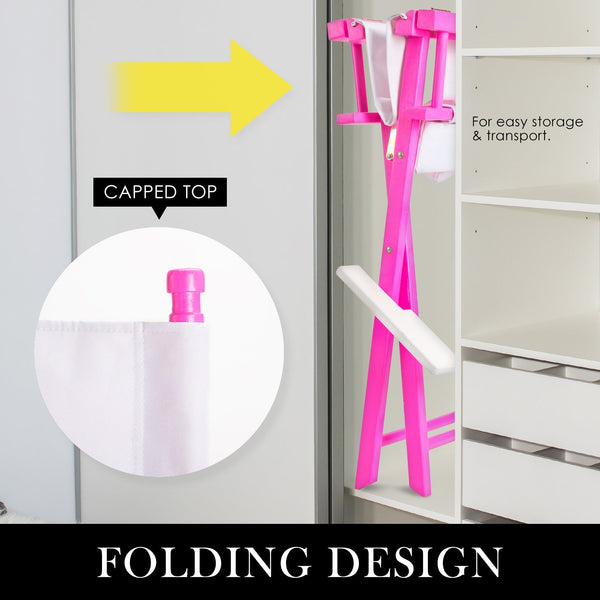 2X Director Movie Folding Tall Chair 76Cm Pink Humor Chairs