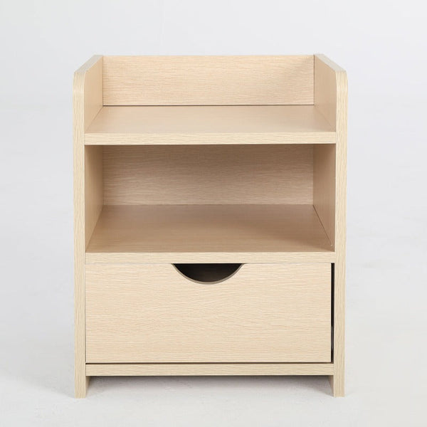 La Bella Bedside Table Side Storage Cabinet Nightstand Bedroom 1 Drawer 2 Shelf Lark Oak Bedside Tables