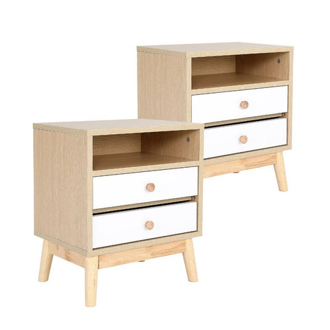 Bedside Tables La Bella 2X Bedside Table Side Storage Cabinet Nightstand Bedroom Drawer Anya Oak