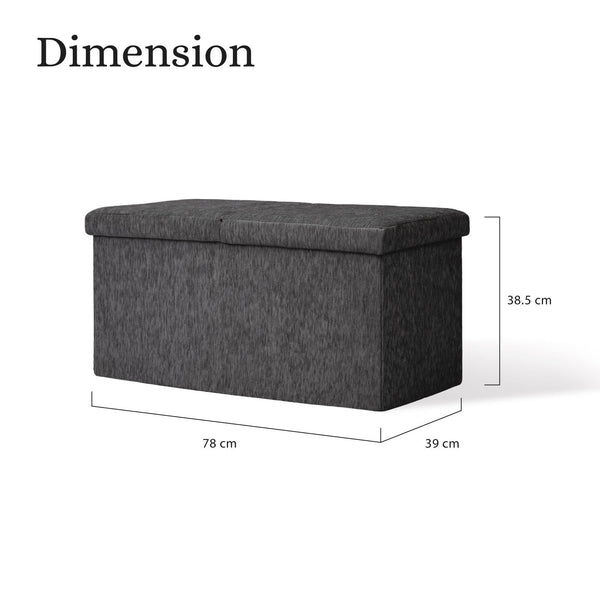 Foldable Storage Ottoman Flip Lid Side Table Toy Blanket Organiser Seat Kira Black Ottomans Footstools & Poufs