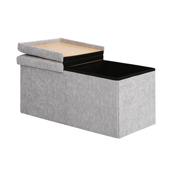 Foldable Storage Ottoman Flip Lid Side Table Toy Blanket Organiser Seat Kira Grey Ottomans Footstools & Poufs