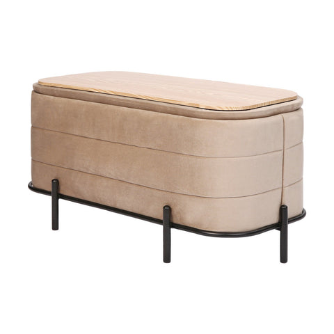 La Bella Coffee Table Storage Ottoman Velvet Blanket Box Bench Demi Camel Beige Ottomans Footstools & Poufs