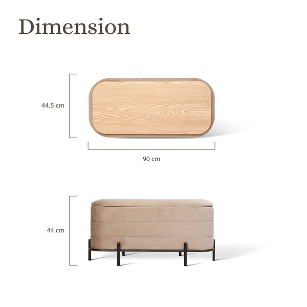 La Bella Coffee Table Storage Ottoman Velvet Blanket Box Bench Demi Camel Beige Ottomans Footstools & Poufs