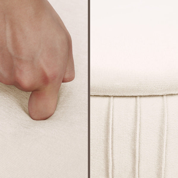 Side Table Storage Ottoman Velvet Padded Stool Vanity Footstool Remy Cream Beige Ottomans Footstools & Poufs