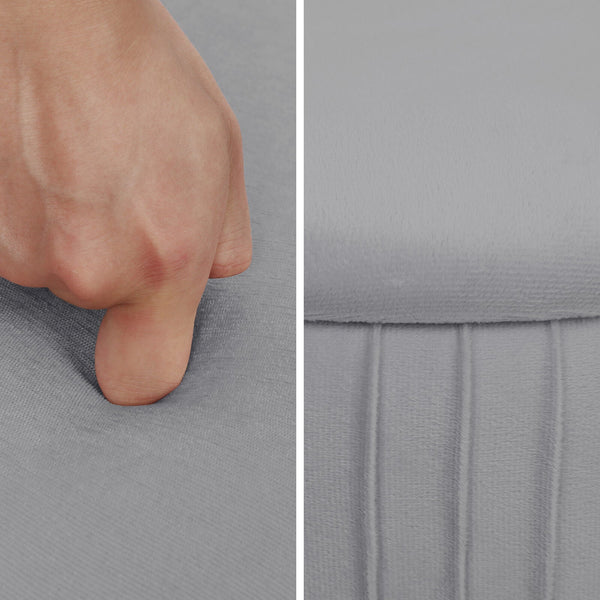 Side Table Storage Ottoman Velvet Padded Stool Vanity Footstool Remy Grey Ottomans Footstools & Poufs