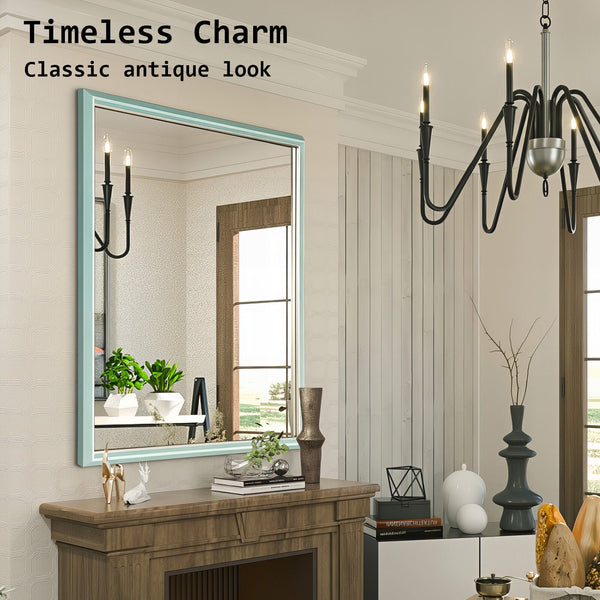 Wall Mirror Rectangular Frame Bathroom 70X90cm Turquoise Mirrors