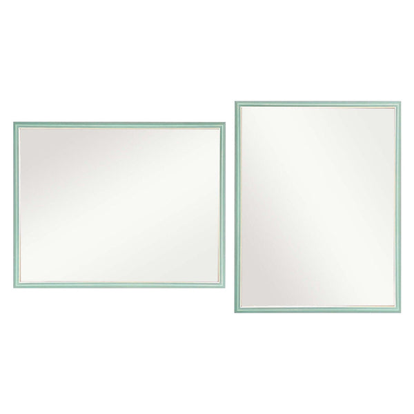 2 Set Wall Mirror Rectangular Frame Bathroom 70X90cm Turquoise Mirrors