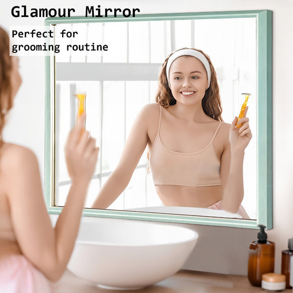 2 Set Wall Mirror Rectangular Frame Bathroom 70X90cm Turquoise Mirrors