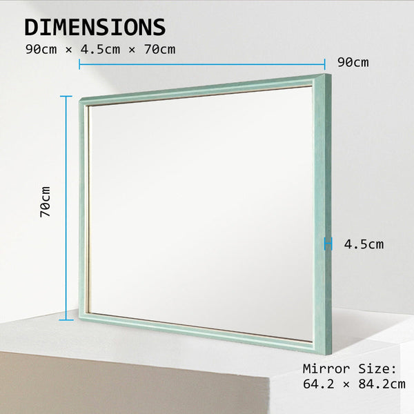 2 Set Wall Mirror Rectangular Frame Bathroom 70X90cm Turquoise Mirrors