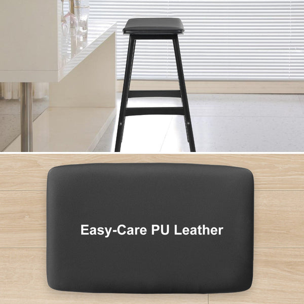 2X Bar Stool Padded Pu Leather Dining Chair Kanso 65Cm Black Benches Bar Stools