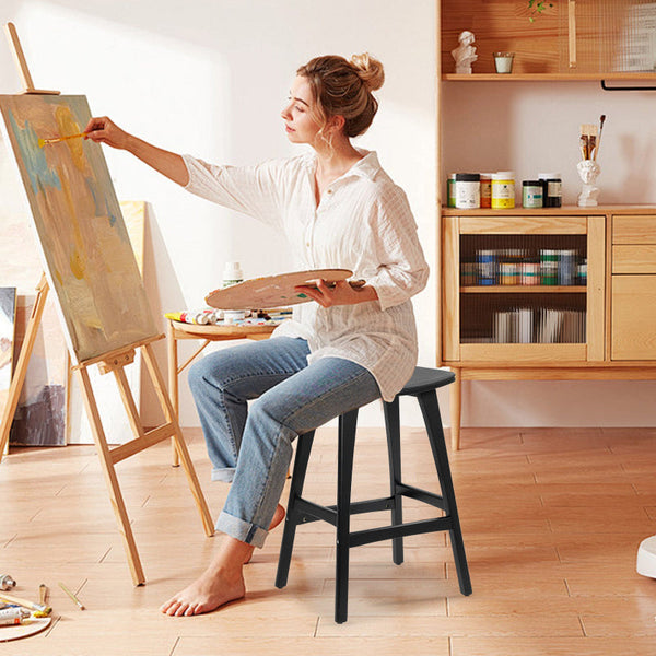 4X Bar Stool Padded Pu Leather Dining Chair Kanso 65Cm Black Benches Bar Stools