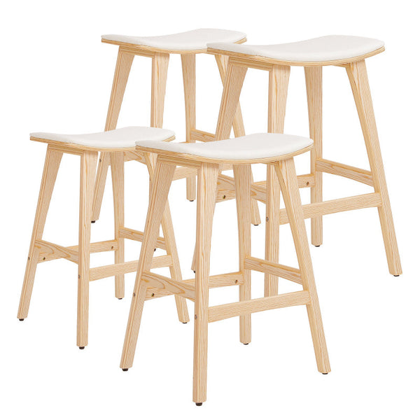 4X Bar Stool Padded Fabric Dining Chair Kanso 65Cm Beige Benches Bar Stools