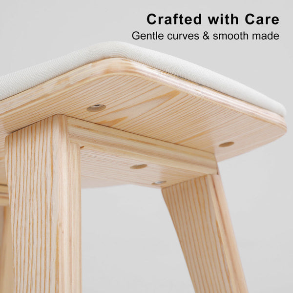 4X Bar Stool Padded Fabric Dining Chair Kanso 65Cm Beige Benches Bar Stools