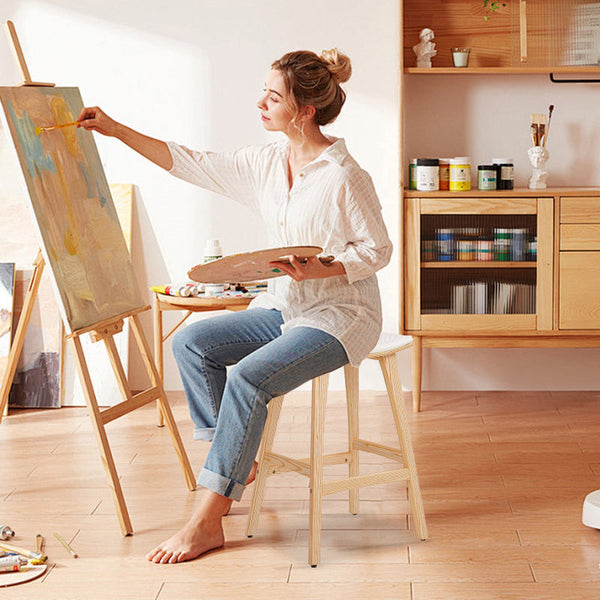 4X Bar Stool Padded Fabric Dining Chair Kanso 65Cm Beige Benches Bar Stools