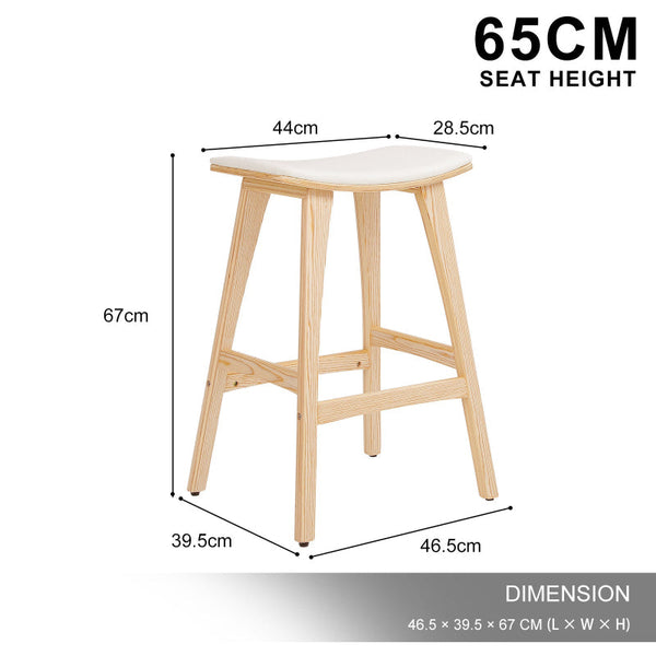 4X Bar Stool Padded Fabric Dining Chair Kanso 65Cm Beige Benches Bar Stools
