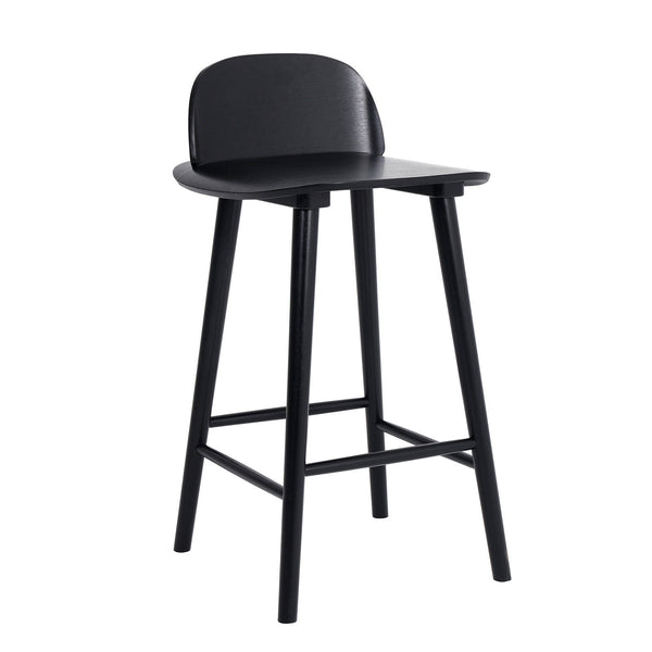 Wooden Bar Stool Dining Chair Ash Wood Elise 65Cm Black Dining Chairs