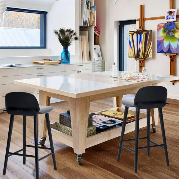 Wooden Bar Stool Dining Chair Ash Wood Elise 65Cm Black Dining Chairs