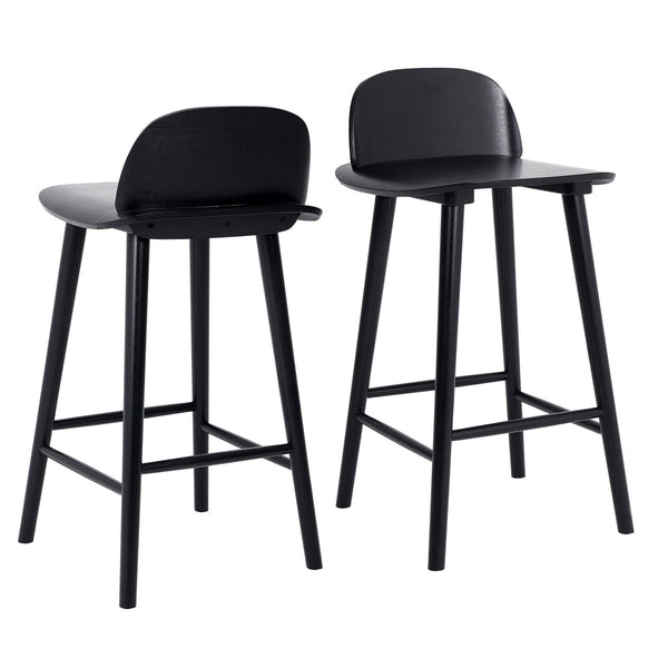 2X Bar Stool Dining Chair Ash Elise 65Cm Black Dining Chairs