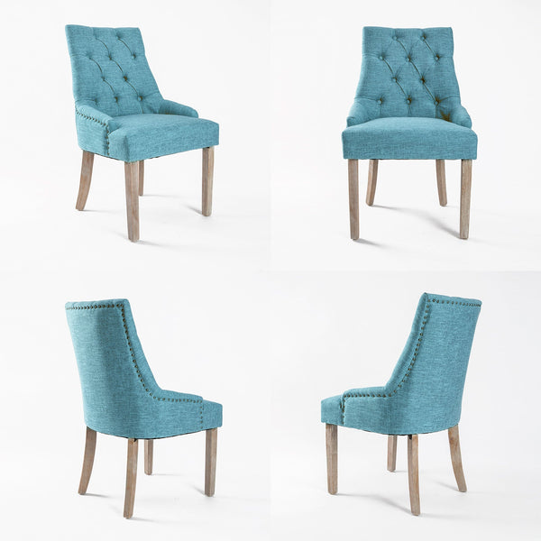 4X French Provincial Dining Chair Oak Leg Amour Blue Dining Chairs