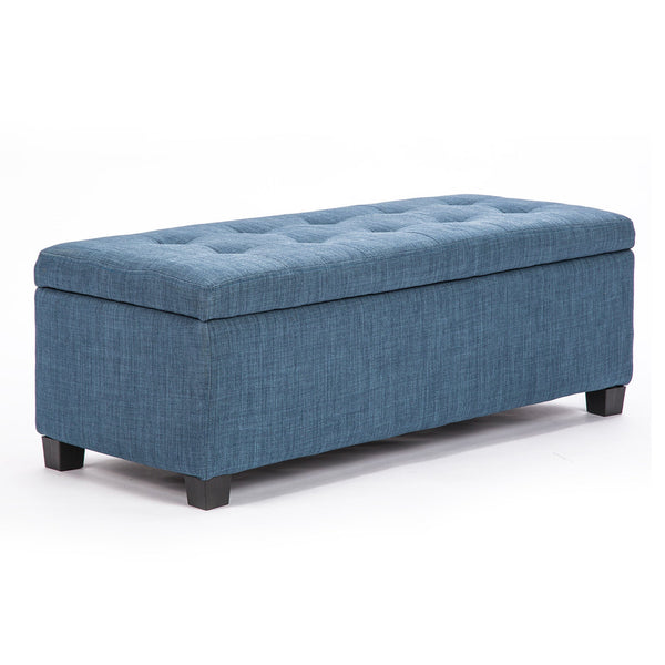 Storage Ottoman Stool Dark Blue Fabric Furniture For Home And Garden Ottomans Footstools & Poufs