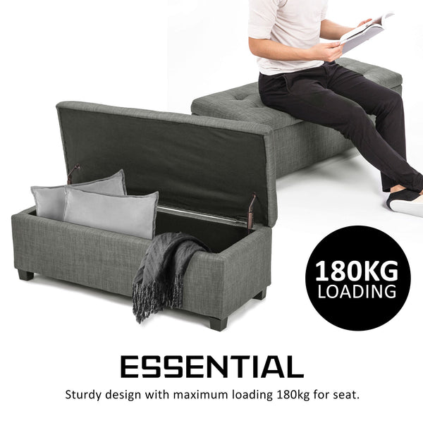 Storage Ottoman Stool Fabric Dark Grey Furniture For Home And Garden Ottomans Footstools & Poufs