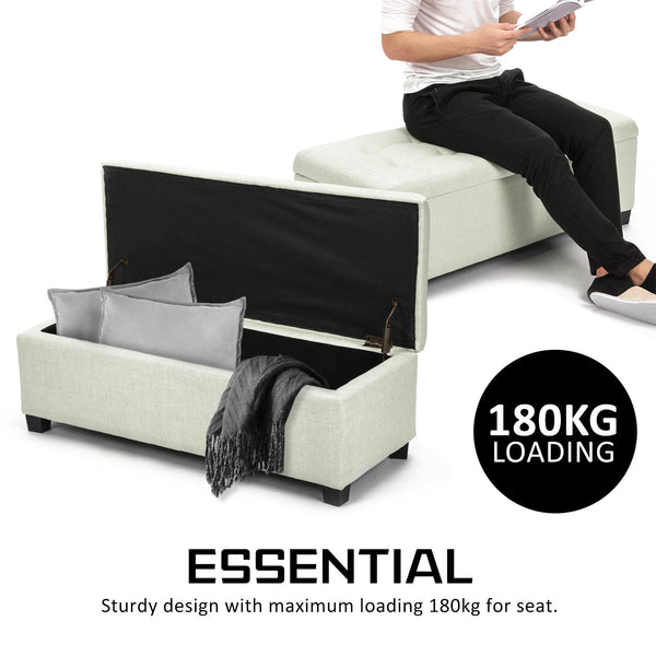 Fabric Storage Ottoman Stool Light Green Furniture For Home And Garden Ottomans Footstools & Poufs