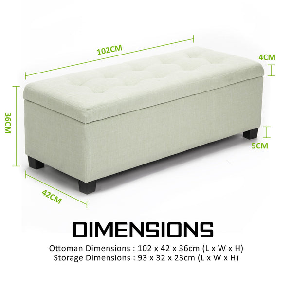Fabric Storage Ottoman Stool Light Green Furniture For Home And Garden Ottomans Footstools & Poufs