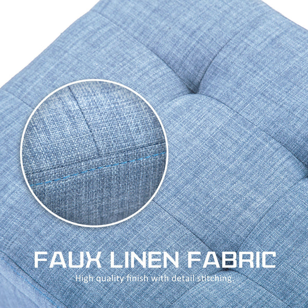 Storage Ottoman Stool 102Cm Fabric Light Grey Blue Dining Chairs