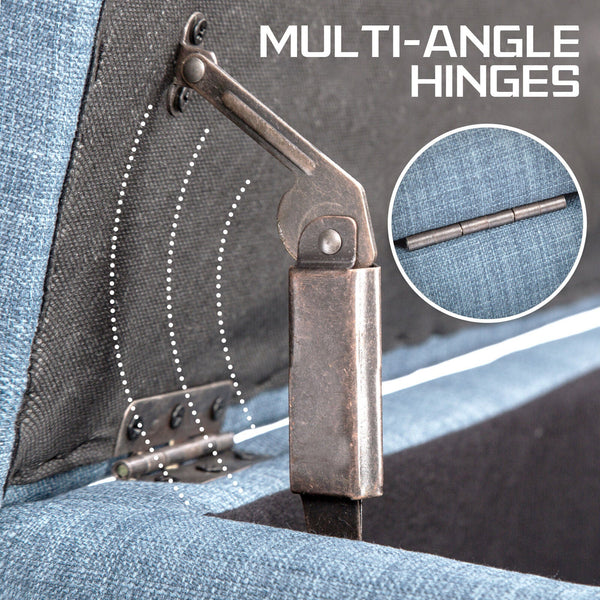 Storage Ottoman Stool 102Cm Fabric Light Grey Blue Dining Chairs