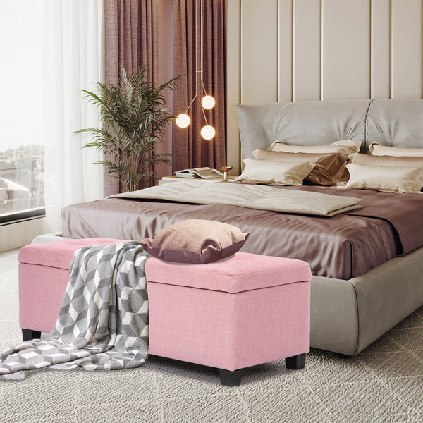 Fabric Storage Ottoman Stool Pink Furniture For Home And Garden Ottomans Footstools & Poufs